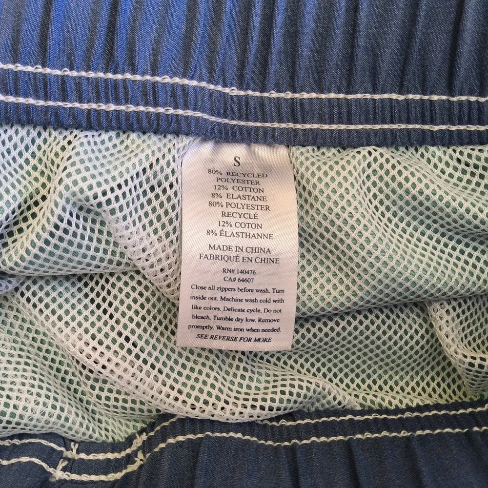 Faherty Beacon Swim Trunks Board Shorts Mens Small Green Blue Colorblock Lined